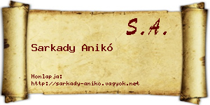 Sarkady Anikó névjegykártya