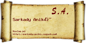 Sarkady Anikó névjegykártya